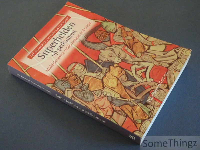 Cover van Superhelden op perkament. Middeleeuwse ridderromans in Europa.
