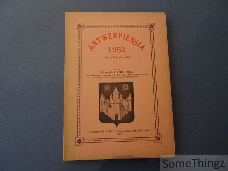 Cover van Antwerpiensia. Losse bijdragen tot de Antwerpsche geschiedenis. 1952 (Drie en Twintigste reeks).
