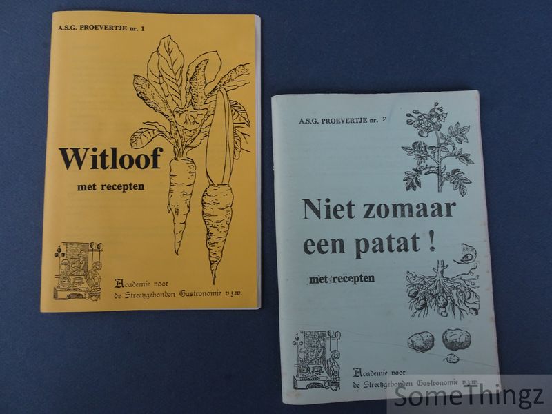 Cover van A.S.G. Proevertje nr. 1: Witloof met recepten. A.S.G. Proevertje nr. 2: Niet zomaar een patat! Met recepten.