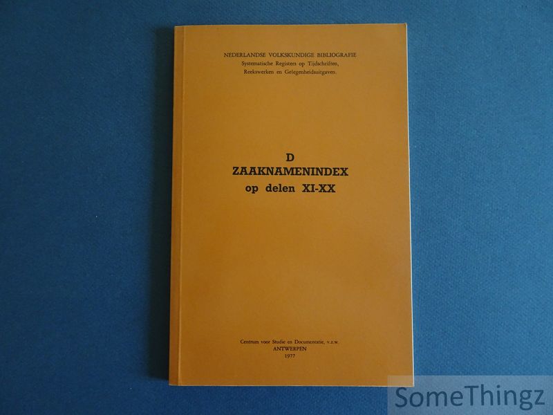 Cover van Nederlandse Volkskundige Bibliografie. D: Zaaknamenindex op delen XI - XX.