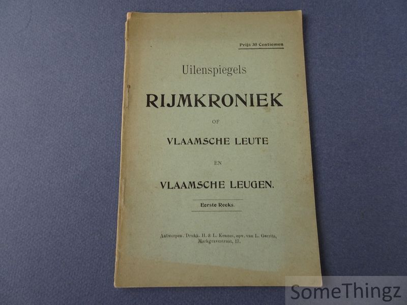 Cover van Uilenspiegels rijmkroniek, of: Vlaamsche leute en Vlaamsche leugen. Eerste reeks.