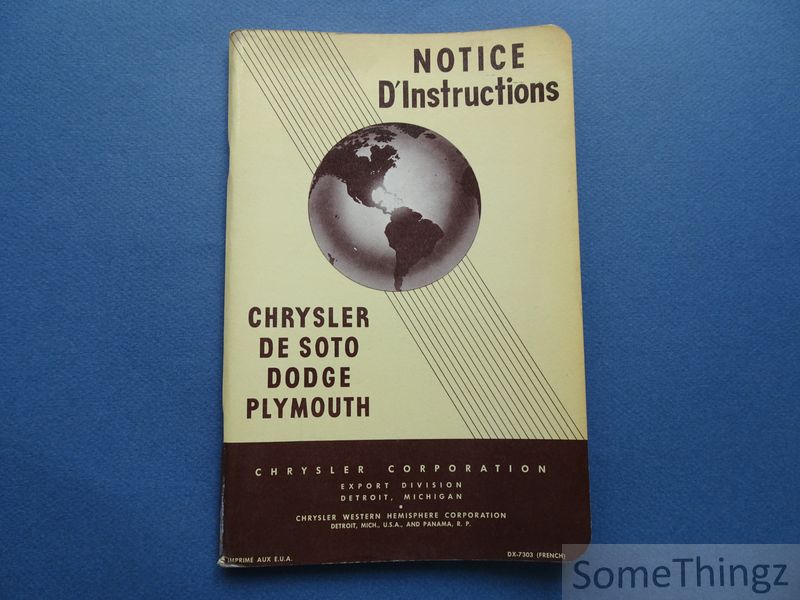 Cover van Chrysler, De Soto, Dodge, Plymouth. Notice d'instructions.